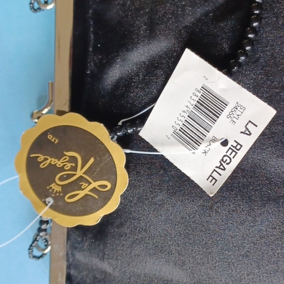 Vintage La Regale Black Beaded Bag, NWT, 8"x6" - Picture 3 of 7